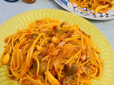 あえるだけパスタソースを使って♪ベーコンナポリタン